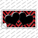Red Black Chevon Hearts Novelty Sticker Decal