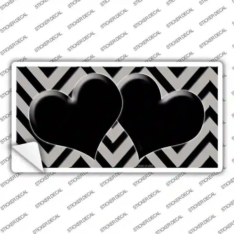 Grey Black Chevon Hearts Novelty Sticker Decal