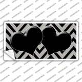 Grey Black Chevon Hearts Novelty Sticker Decal
