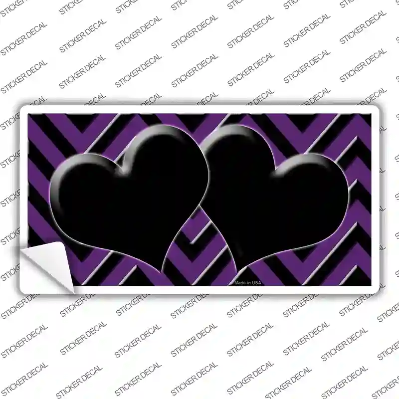 Purple Black Chevon Hearts Novelty Sticker Decal
