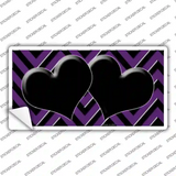 Purple Black Chevon Hearts Novelty Sticker Decal