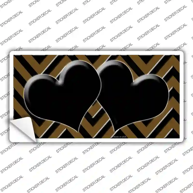 Brown Black Chevon Hearts Novelty Sticker Decal