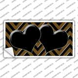 Brown Black Chevon Hearts Novelty Sticker Decal