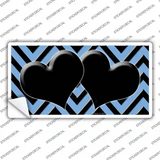 Light Blue Black Chevon Hearts Novelty Sticker Decal