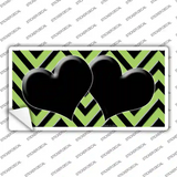 Lime Green Black Chevon Hearts Novelty Sticker Decal