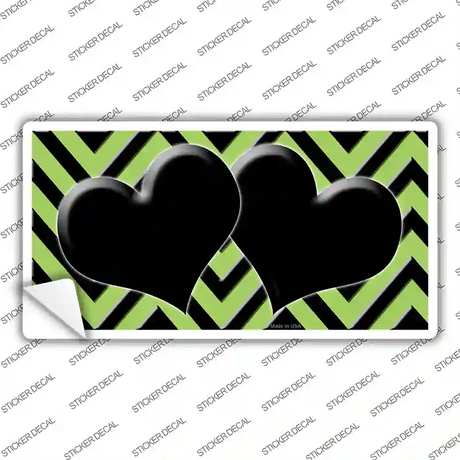 Lime Green Black Chevon Hearts Novelty Sticker Decal