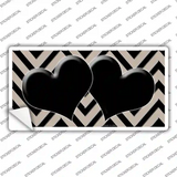 Tan Black Chevon Hearts Novelty Sticker Decal