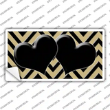 Gold Black Chevon Hearts Novelty Sticker Decal