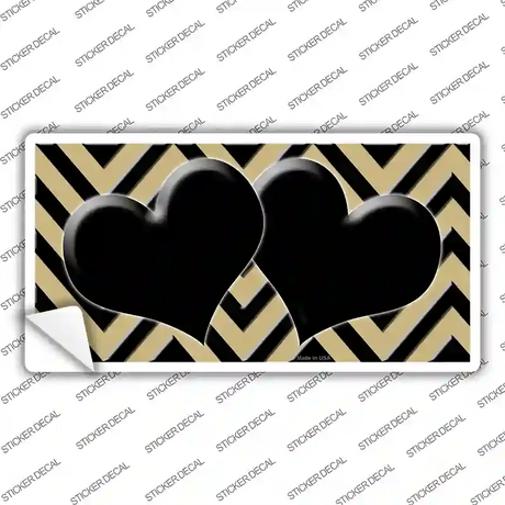 Gold Black Chevon Hearts Novelty Sticker Decal