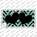 Mint Black Chevon Hearts Novelty Sticker Decal