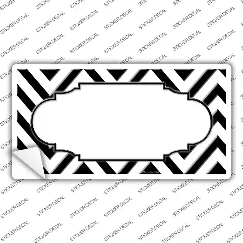 White Black Chevron Scallop Novelty Sticker Decal
