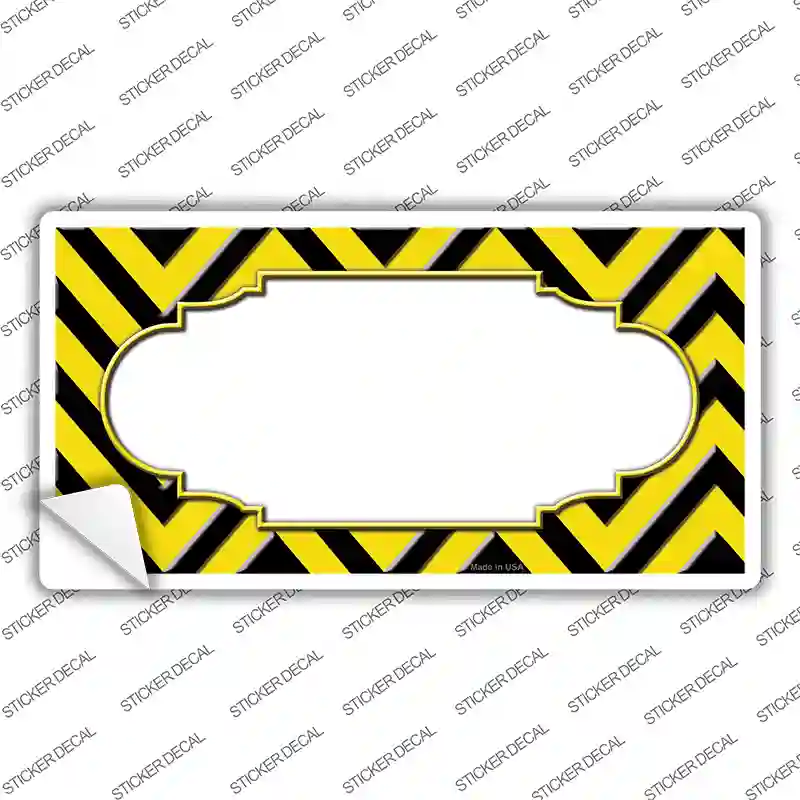 Yellow Black Chevron Scallop Novelty Sticker Decal