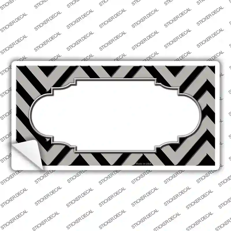 Grey Black Chevron Scallop Novelty Sticker Decal