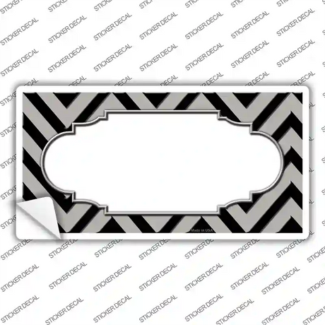Grey Black Chevron Scallop Novelty Sticker Decal