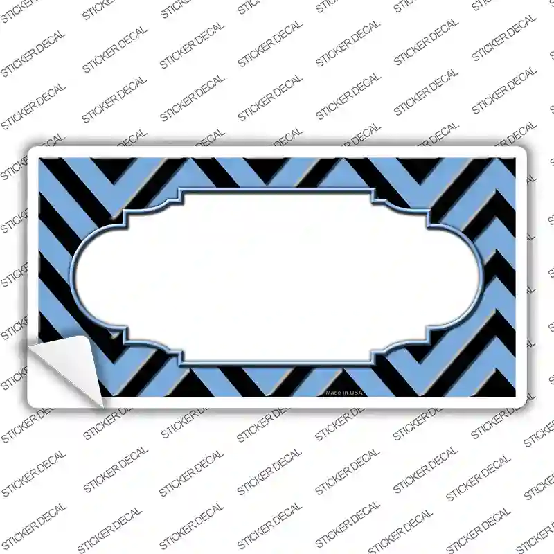 Light Blue Black Chevron Scallop Novelty Sticker Decal