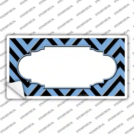 Light Blue Black Chevron Scallop Novelty Sticker Decal