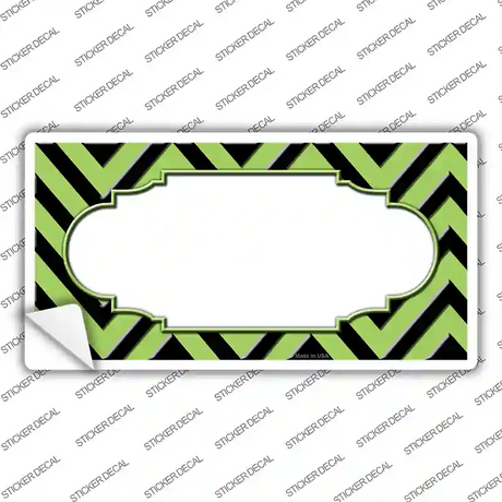 Lime Green Black Chevron Scallop Novelty Sticker Decal