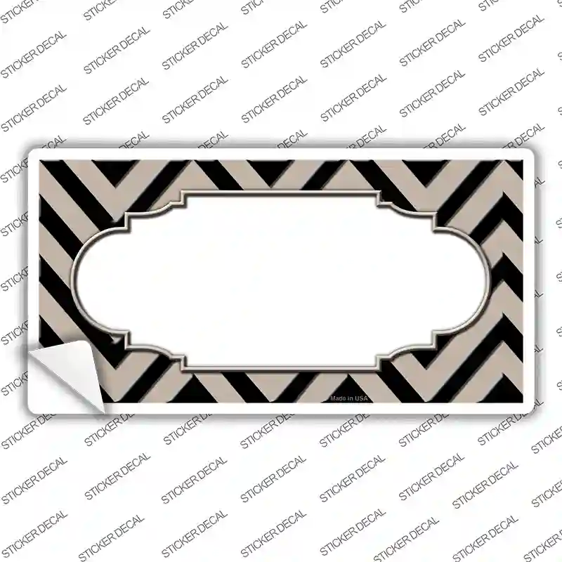 Tan Black Chevron Scallop Novelty Sticker Decal