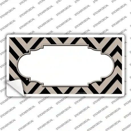 Tan Black Chevron Scallop Novelty Sticker Decal