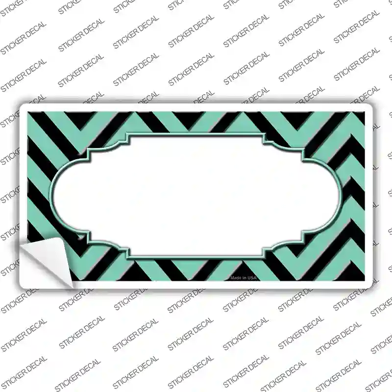 Mint Black Chevron Scallop Novelty Sticker Decal