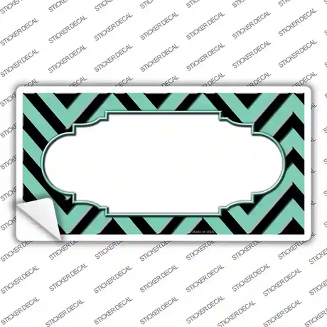 Mint Black Chevron Scallop Novelty Sticker Decal