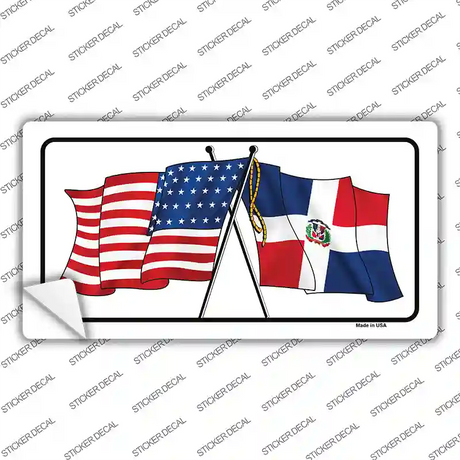 United States Dominican Republic Crossed Flags Novelty Sticker Decal
