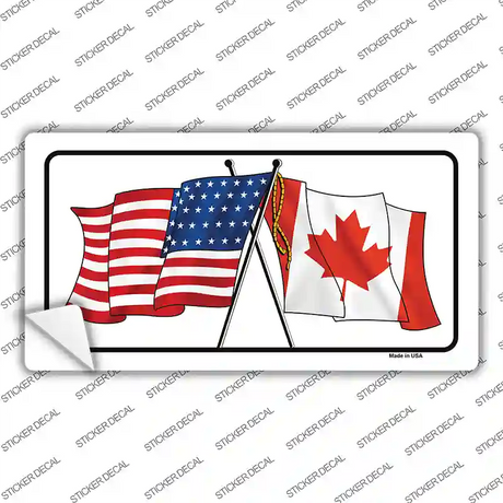 United States Canadian Flag Novelty Sticker Decal