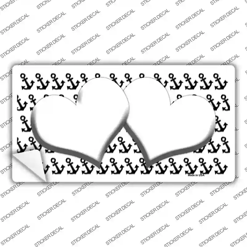 White Black Anchor White Heart Center Novelty Sticker Decal