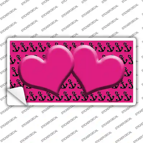 Pink Black Anchor Pink Heart Center Novelty Sticker Decal