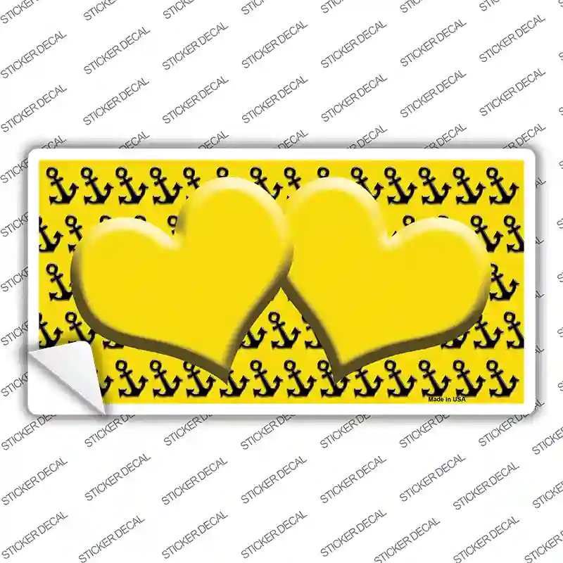 Yellow Black Anchor Yellow Heart Center Novelty Sticker Decal