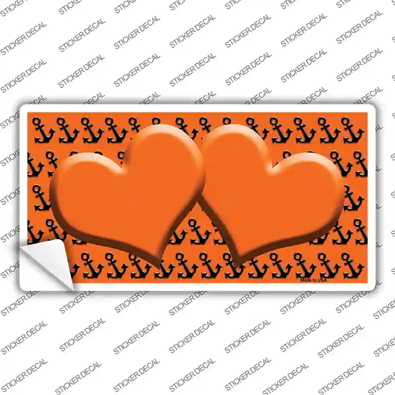 Orange Black Anchor Orange Heart Center Novelty Sticker Decal
