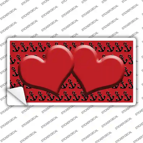 Red Black Anchor Red Heart Center Novelty Sticker Decal