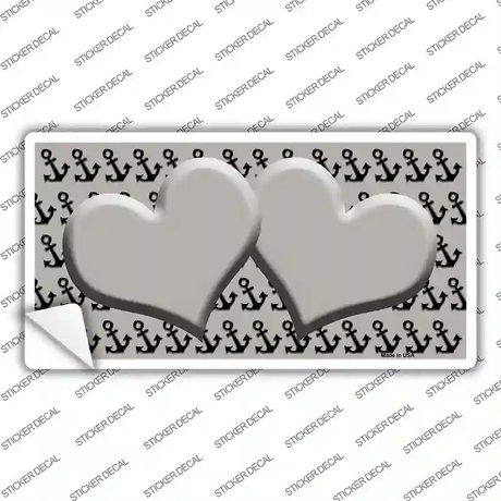 Grey Black Anchor Grey Heart Center Novelty Sticker Decal