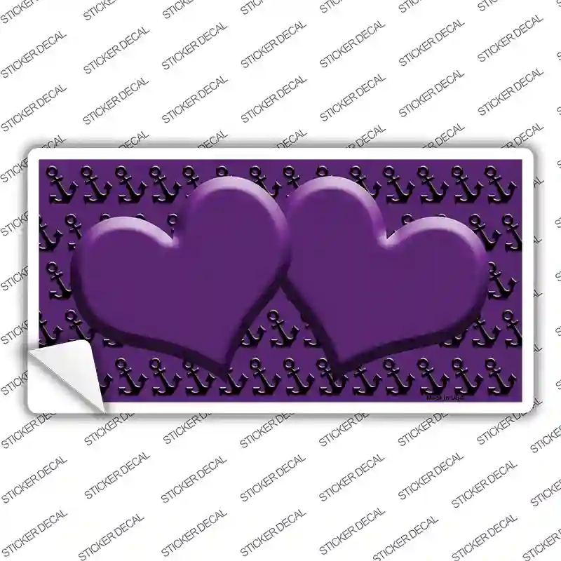 Purple Black Anchor Purple Heart Center Novelty Sticker Decal