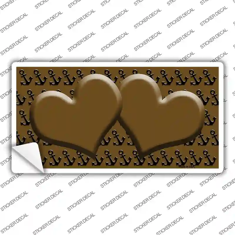 Brown Black Anchor Brown Heart Center Novelty Sticker Decal