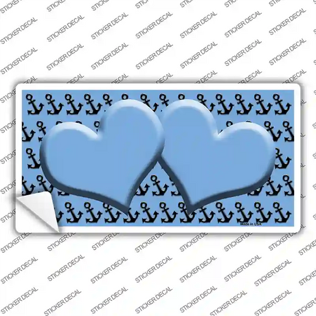 Light Blue Black Anchor Light Blue Heart Center Novelty Sticker Decal