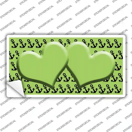 Lime Green Black Anchor Lime Green Heart Center Novelty Sticker Decal