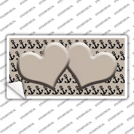 Tan Black Anchor Tan Heart Center Novelty Sticker Decal