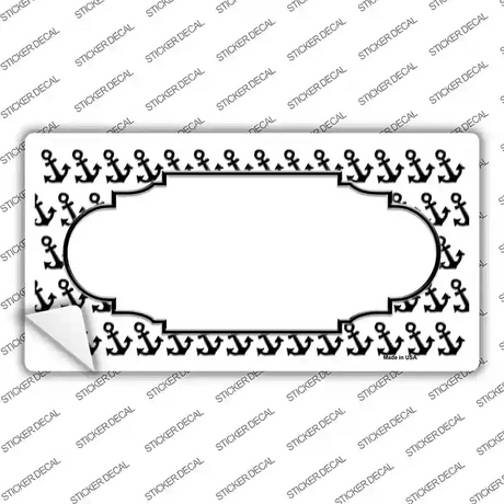White Black Anchor Scallop Center Novelty Sticker Decal