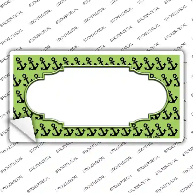 Lime Green Black Anchor Scallop Center Novelty Sticker Decal