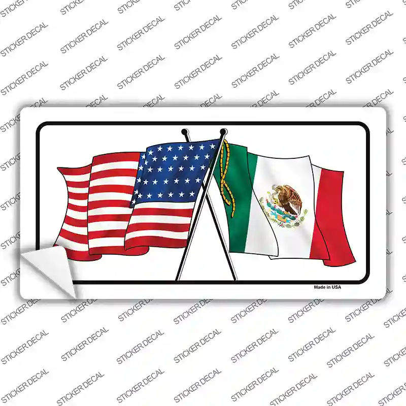 United States Mexico Flag Novelty Sticker Decal