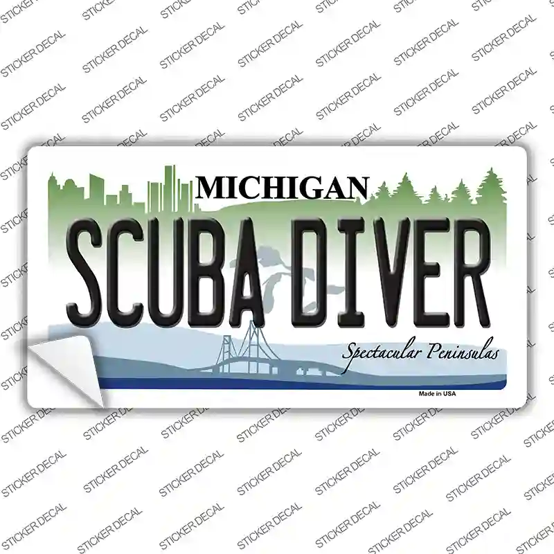 Scuba Diver Michigan Novelty Sticker Decal