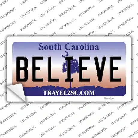 Believe South Carolina Novelty Sticker Decal