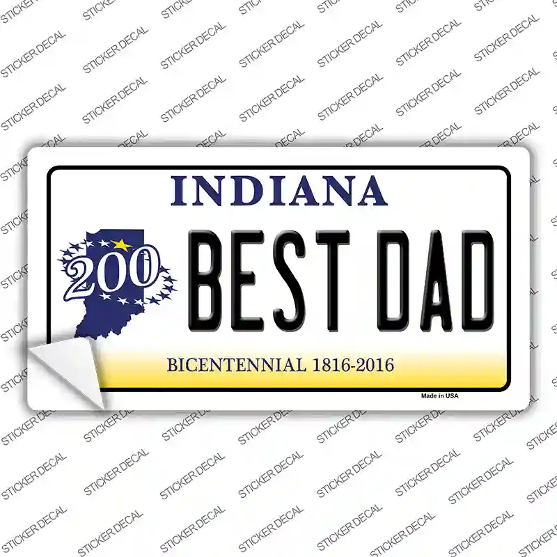 Best Dad Indiana Bacnkground Novelty Sticker Decal