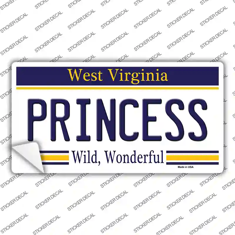 Princess West Virginia Novelty Sticker Decal