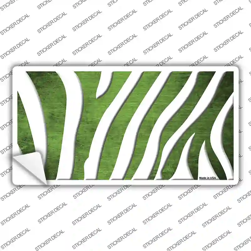Lime Green White Zebra Oil Rubbed Novelty Sticker Decal