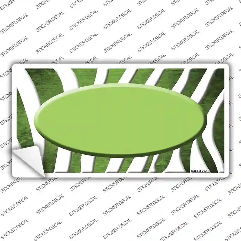 Lime Green White Zebra Oval Oil Rubbed Novelty Sticker Decal