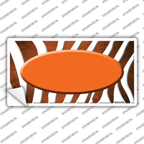Orange White Zebra Oval Oil Rubbed Novelty Sticker Decal
