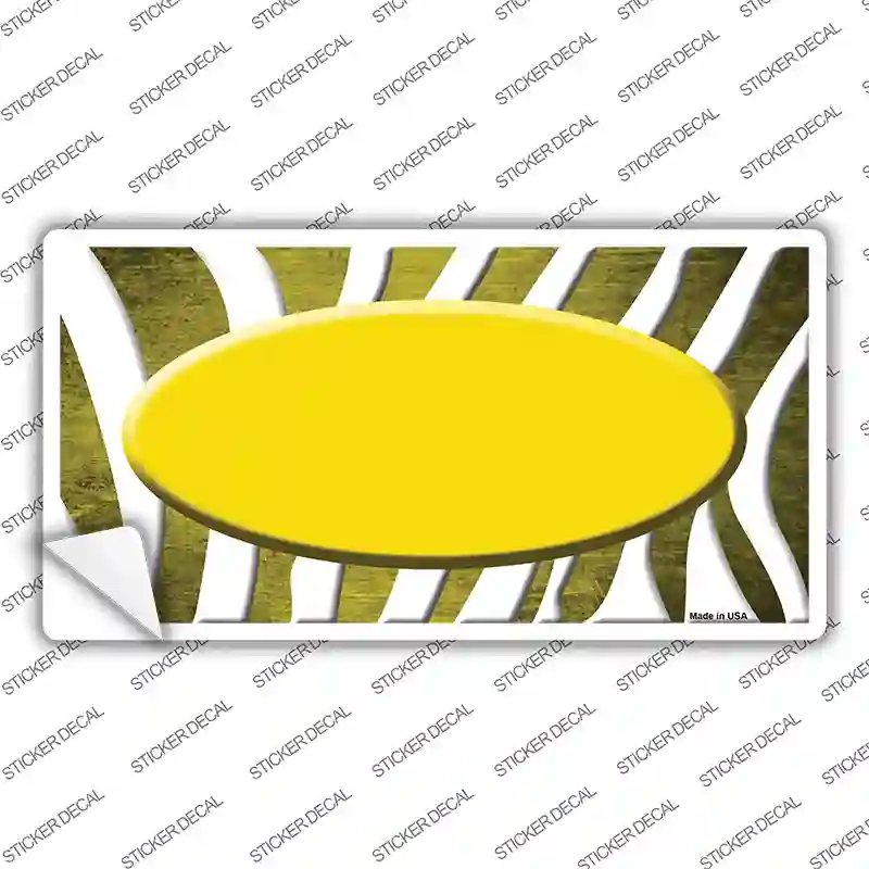 Yellow White Zebra Oval Oil Rubbed Novelty Sticker Decal