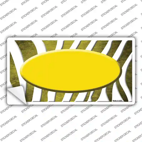 Yellow White Zebra Oval Oil Rubbed Novelty Sticker Decal